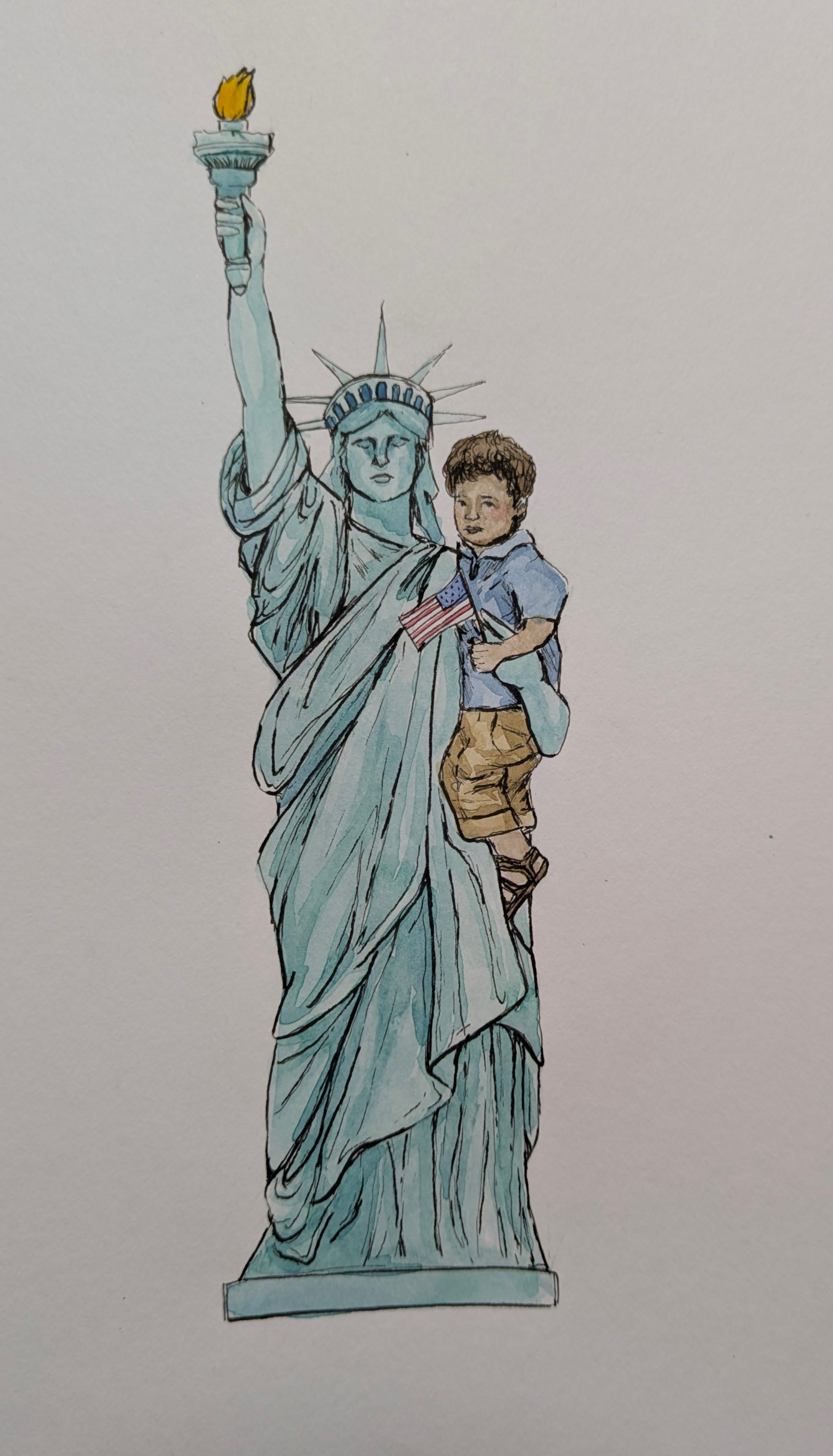 Statue of Liberty holding immigrant child